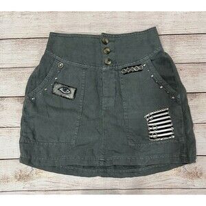 AERIE Women’s Green Super Soft Mini Skirt Pocket Hand Embellished XS